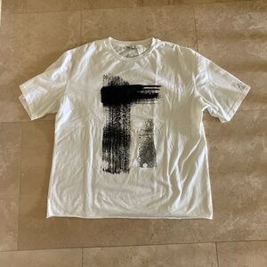 Zara Abstract Print White T-Shirt